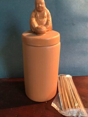 Buddha terra cotta incense holder and storage container